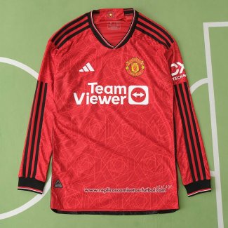 Primera Camiseta Manchester United Manga Larga 2023 2024